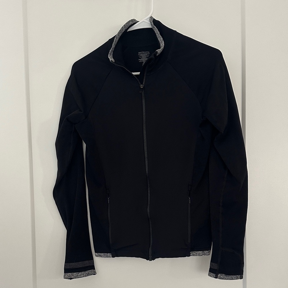 Athleta Black athletic Jacket with Gray Accents
